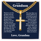 Cross Cuban Link Chain - To Our Grandson "We Love You"