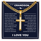 Cuban Chain with Cross Necklace - To My Grandson "I'll Always Be with You"