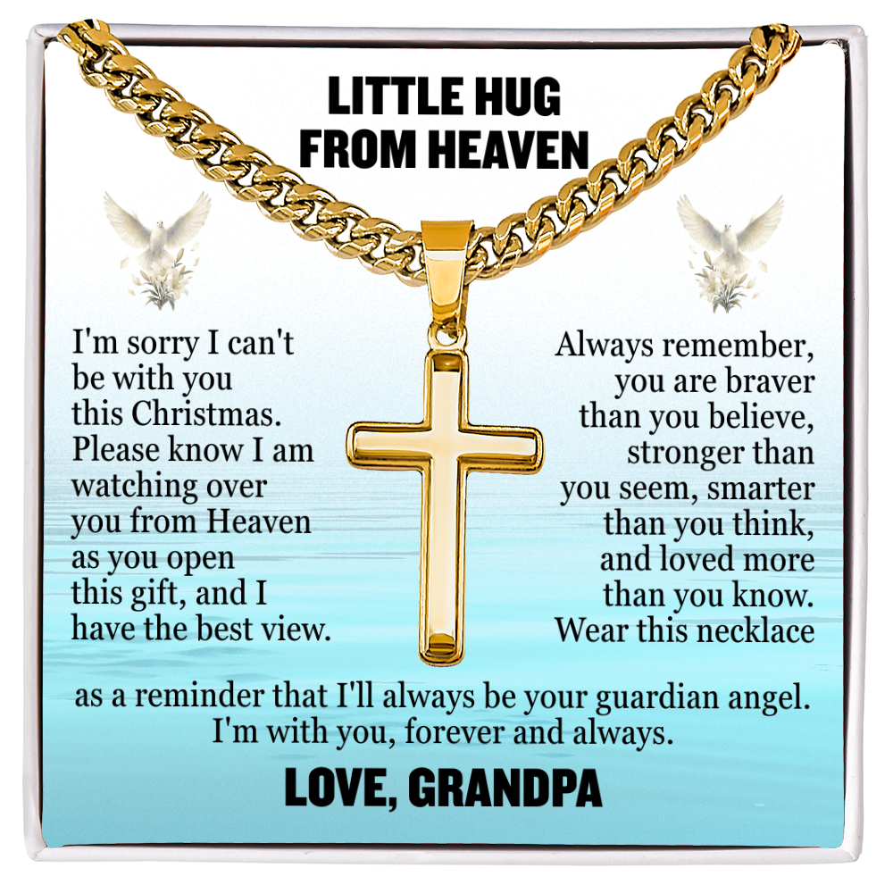 Cross Cuban Link Chain - Little Hug From Heaven From Grandpa