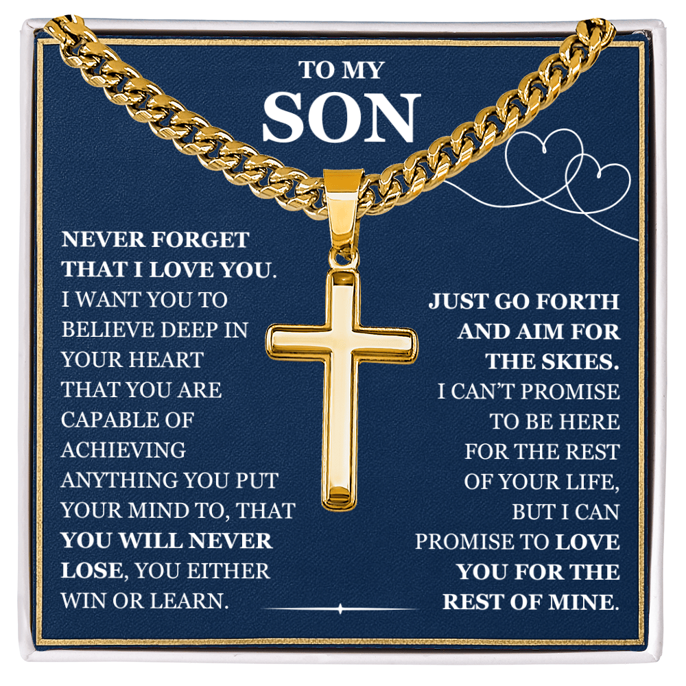 To My Son - Artisan Cross with Cuban Link Chain
