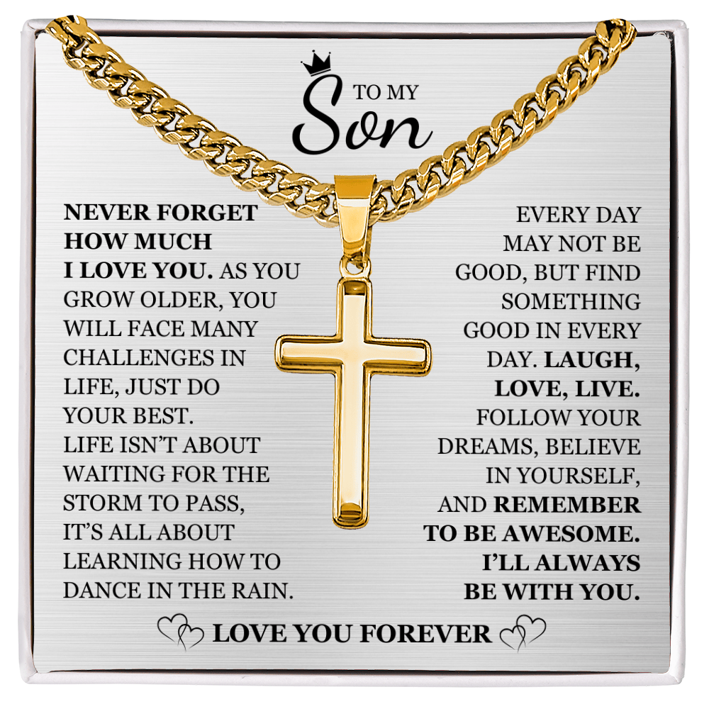 To My Son - Artisan Cross with Cuban Link Chain