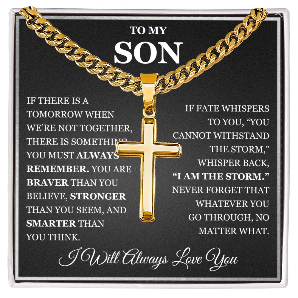 To My Son - Artisan Cross with Cuban Link Chain