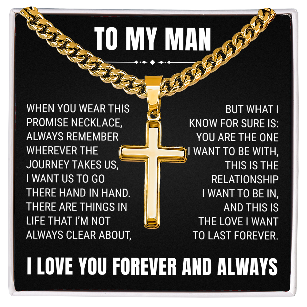 Cross Cuban Link Chain - To My Husband "You Are The One"