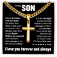 Cross Cuban Link Chain - To My Son "Never Feel That You Are Alone"