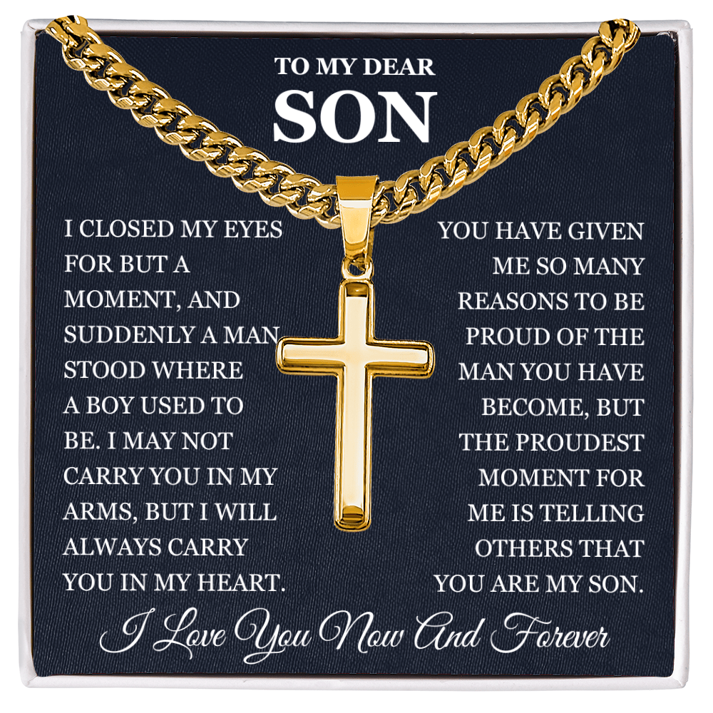 To My Son - Artisan Cross with Cuban Link Chain