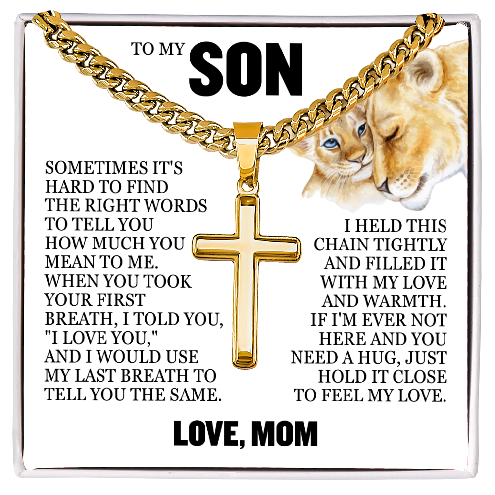 Cross Cuban Link Chain - To My Son "I Love You"