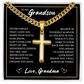 Cuban Chain with Cross Necklace - To My Grandson "Believe in Yourself"