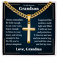 Cross Cuban Link Chain - To My Grandson "Just Hold This Close and Feel My Love"