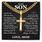 Artisan Cross with Cuban Link Chain - To My Son "Just Do Your Best"