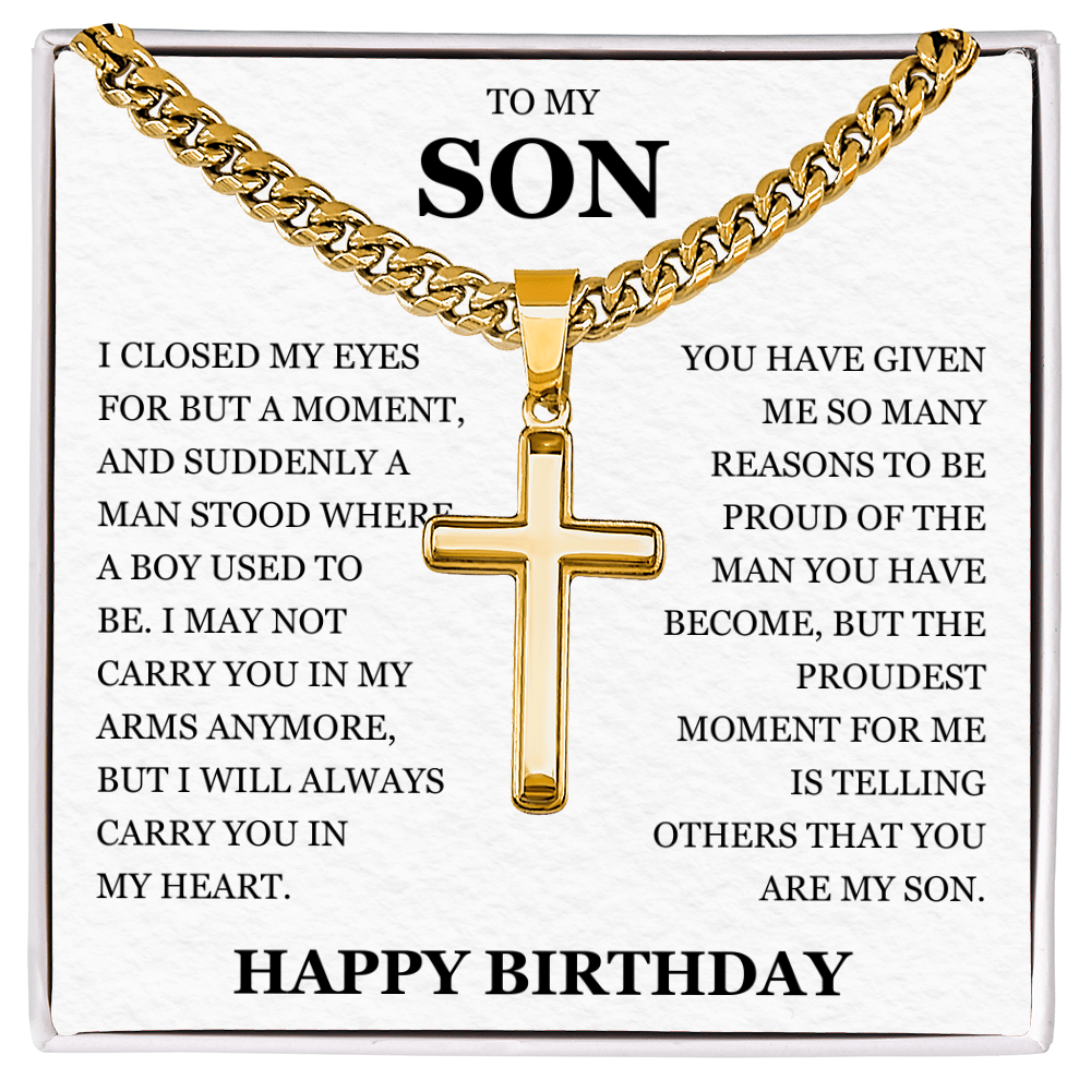 To My Son - Artisan Cross with Cuban Link Chain