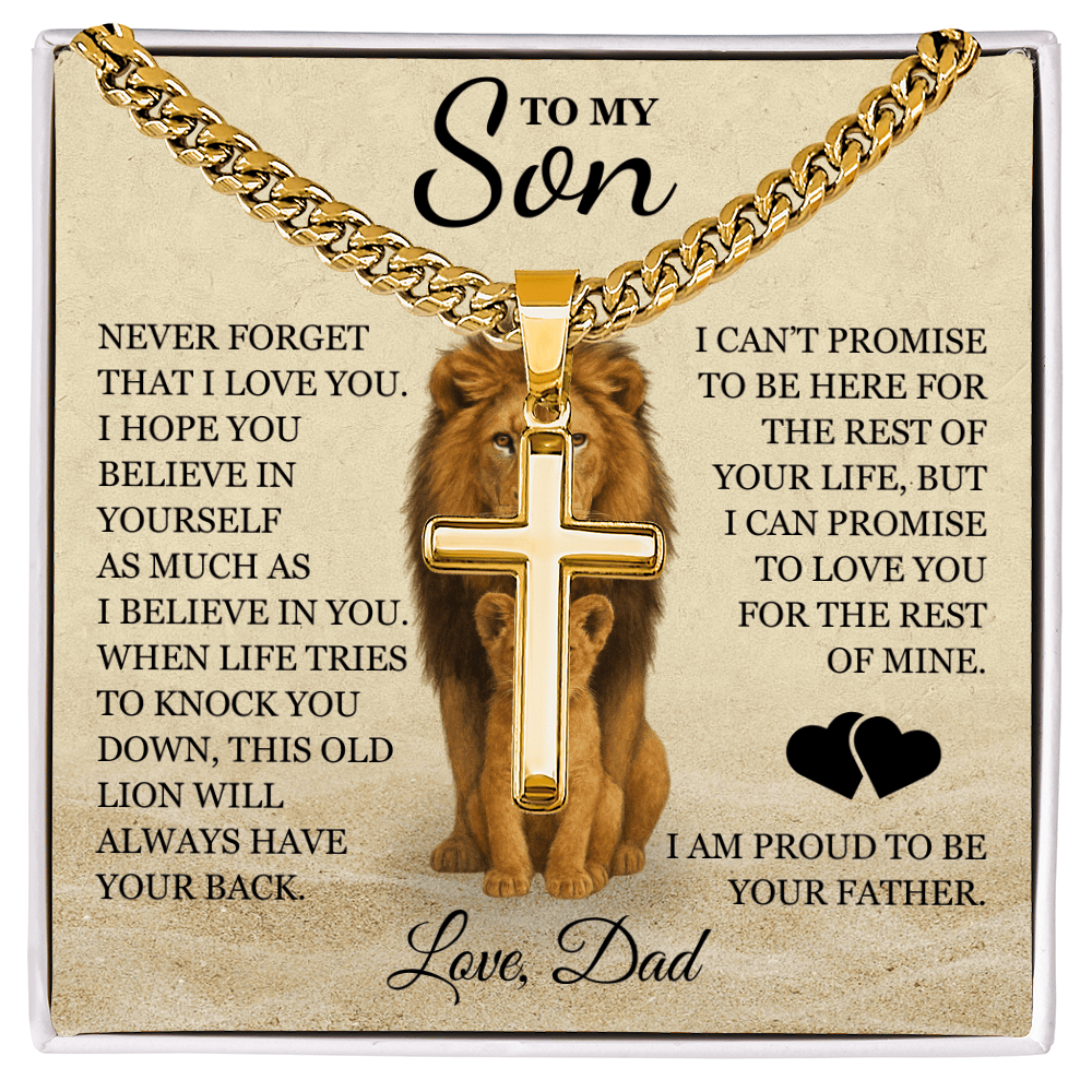 To My Son - Artisan Cross with Cuban Link Chain
