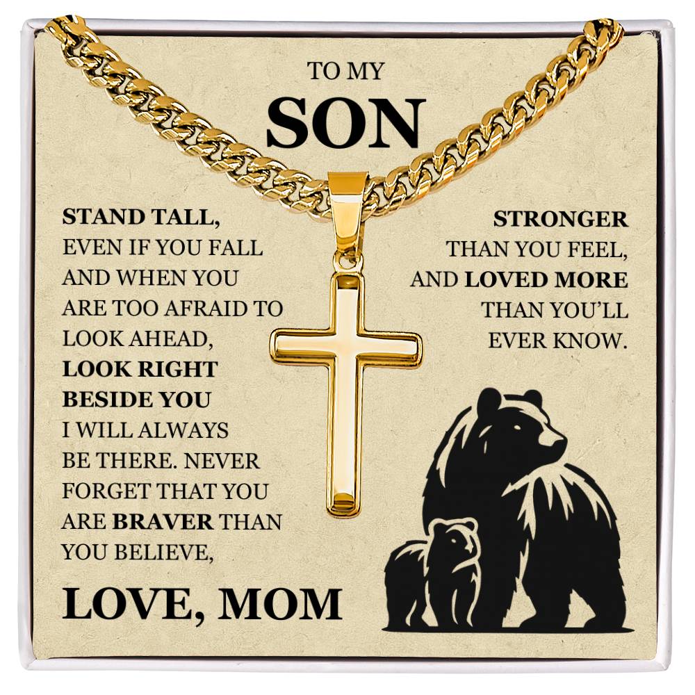 To My Son - Artisan Cross with Cuban Link Chain
