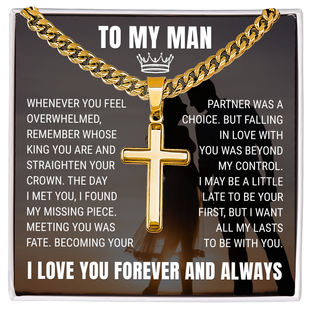 Cross Cuban Link Chain - To My Husband "Meeting You Was Fate"