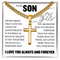 Cross Cuban Link Chain - To My Son "Never Forget That I Love You"