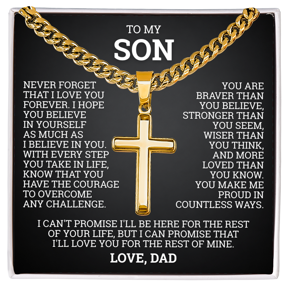 Cross Cuban Link Chain - To My Son "I Hope You Believe In Yourself"