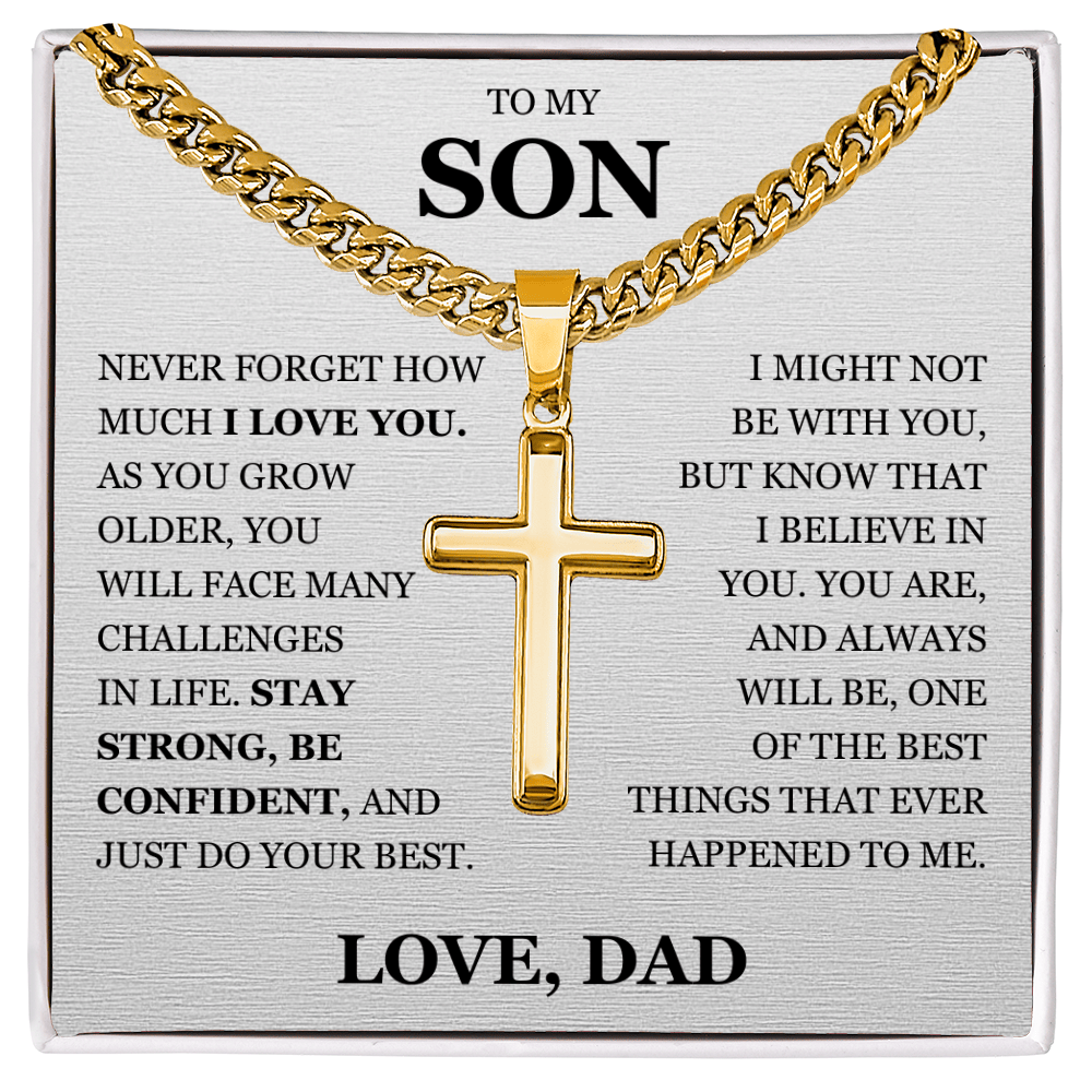 To My Son - Artisan Cross with Cuban Link Chain