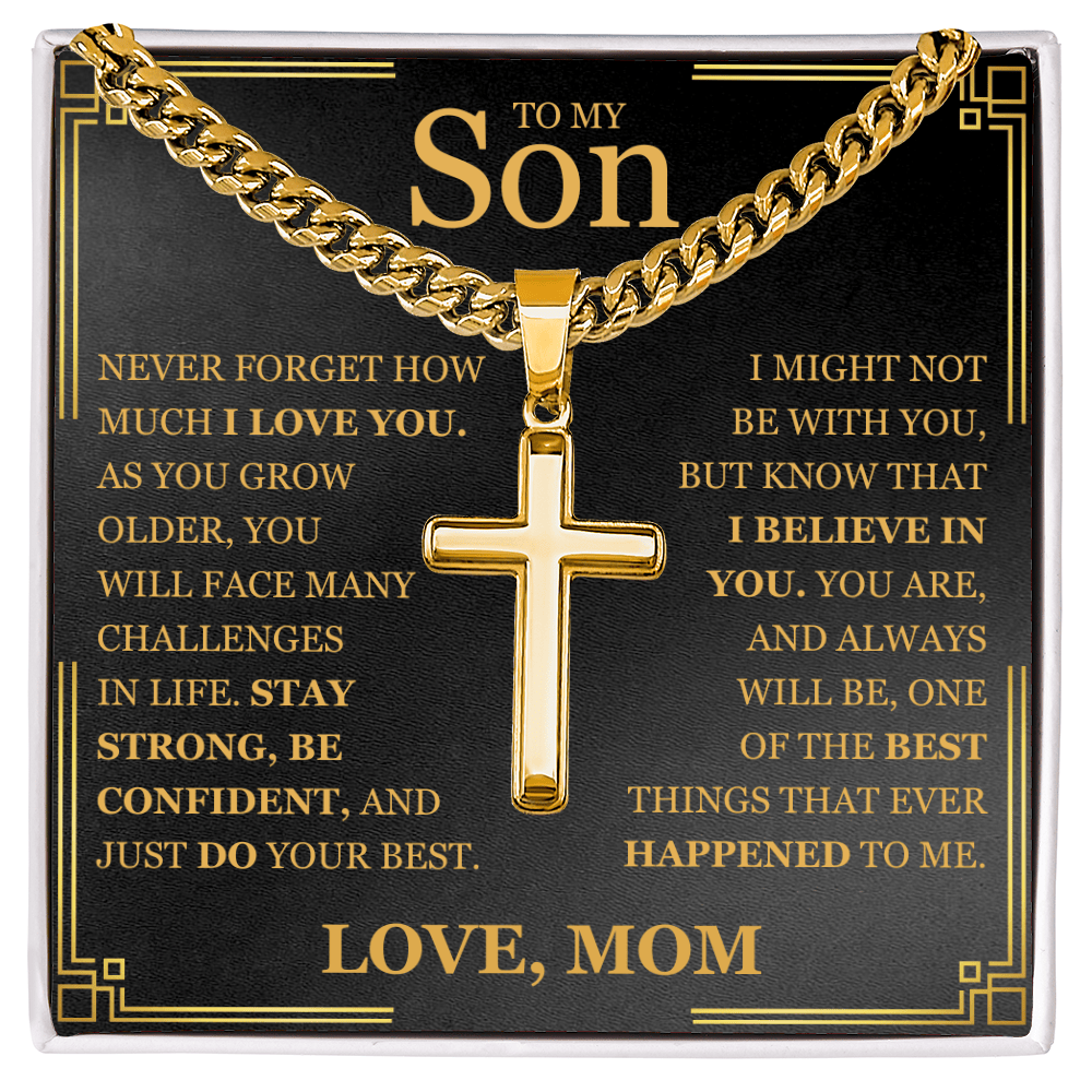 To My Son - Artisan Cross with Cuban Link Chain