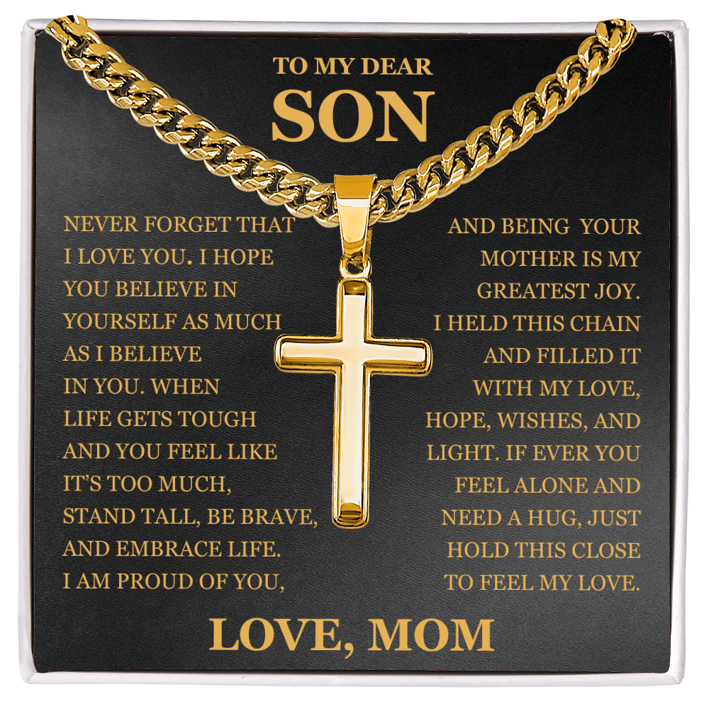 To My Son - Artisan Cross with Cuban Link Chain