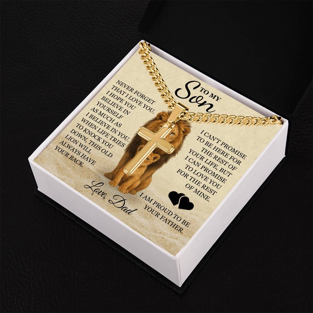 To My Son - Artisan Cross with Cuban Link Chain