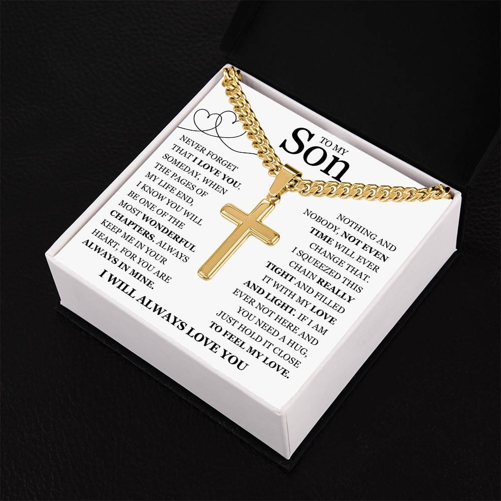 To My Son - Artisan Cross with Cuban Link Chain