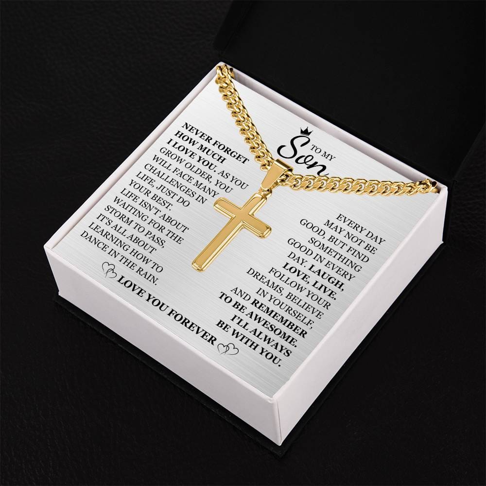 To My Son - Artisan Cross with Cuban Link Chain