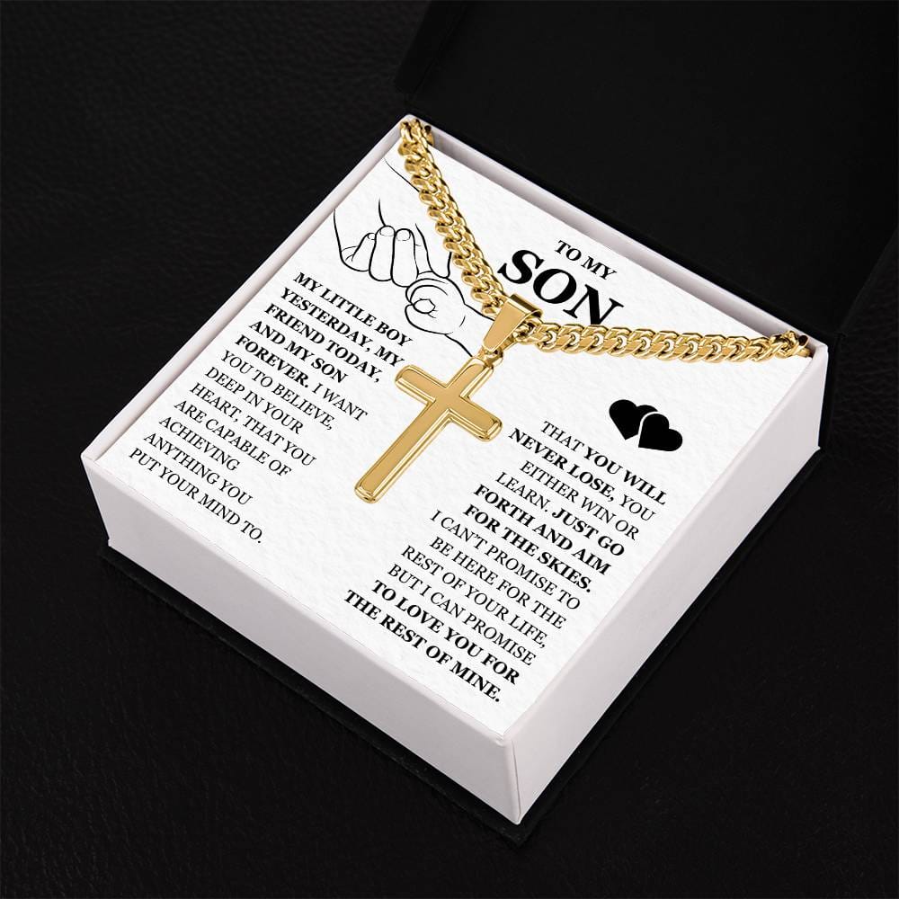 To My Son - Artisan Cross with Cuban Link Chain