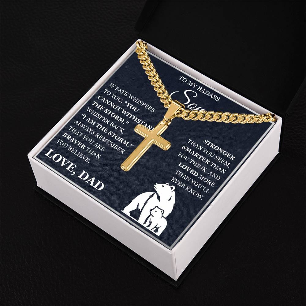 To My Son - Artisan Cross with Cuban Link Chain