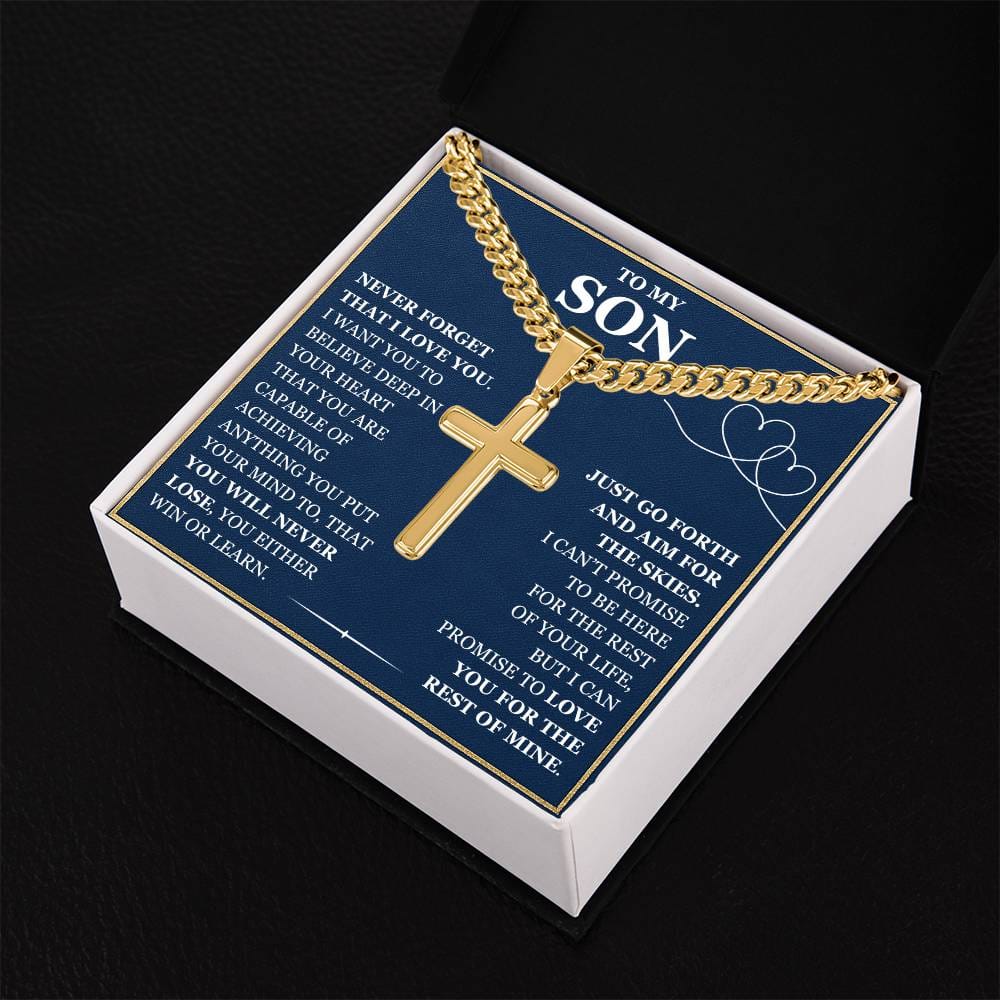 To My Son - Artisan Cross with Cuban Link Chain