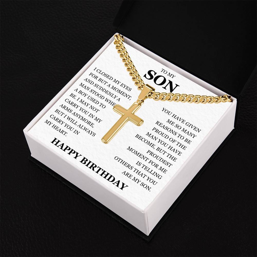 To My Son - Artisan Cross with Cuban Link Chain