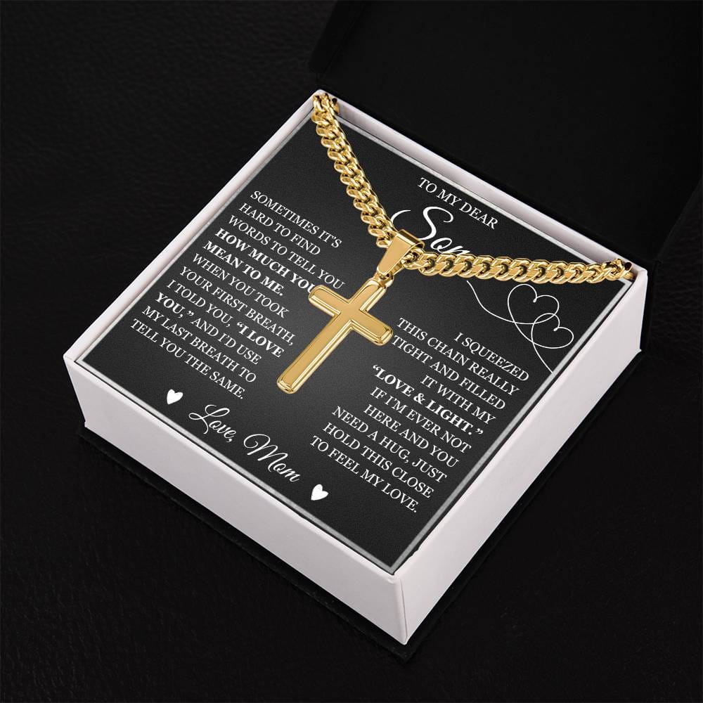 To My Son - Artisan Cross with Cuban Link Chain