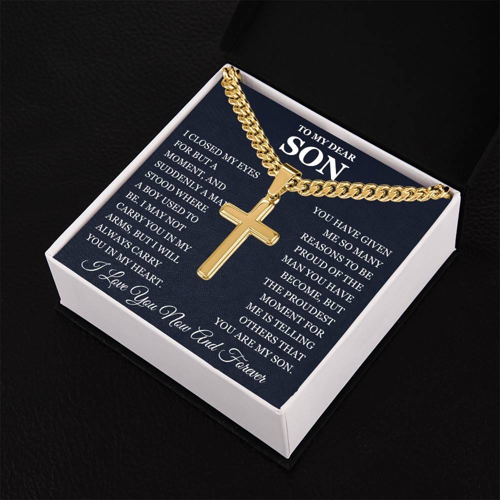 To My Son - Artisan Cross with Cuban Link Chain