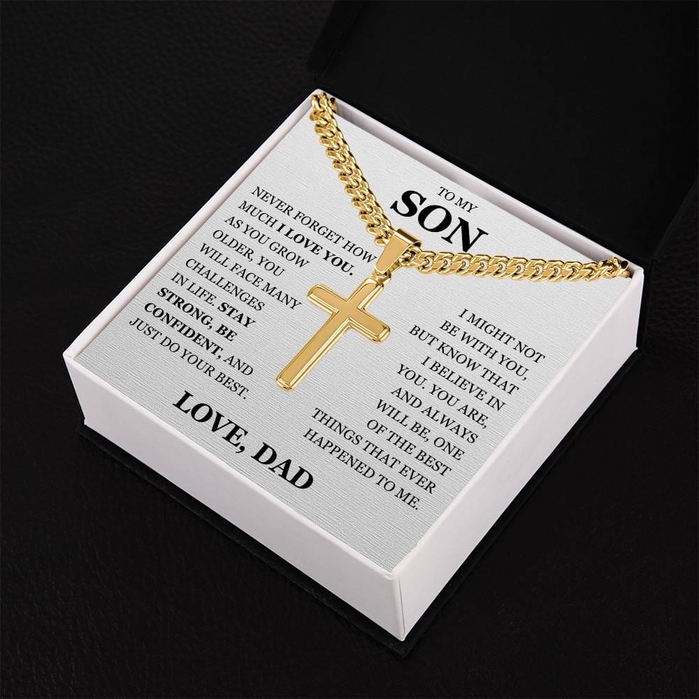 To My Son - Artisan Cross with Cuban Link Chain