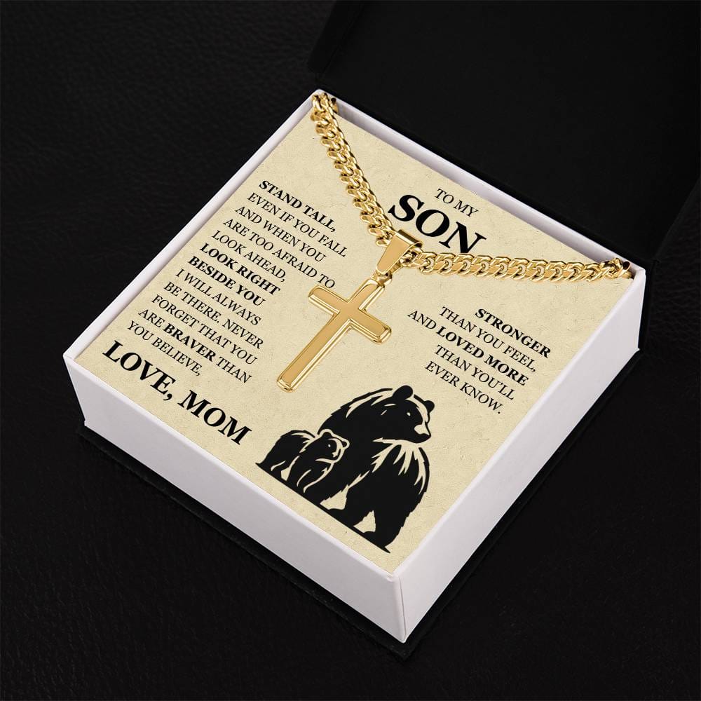 To My Son - Artisan Cross with Cuban Link Chain
