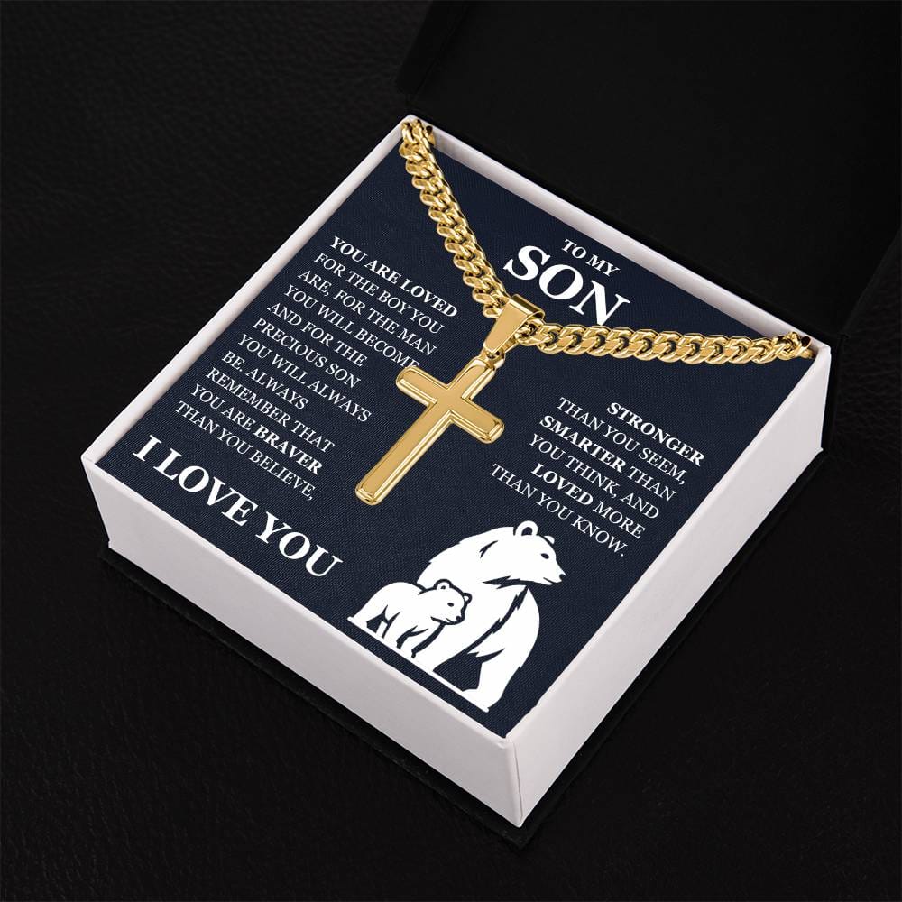 To My Son - Artisan Cross with Cuban Link Chain