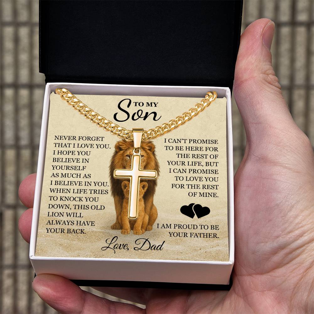 To My Son - Artisan Cross with Cuban Link Chain