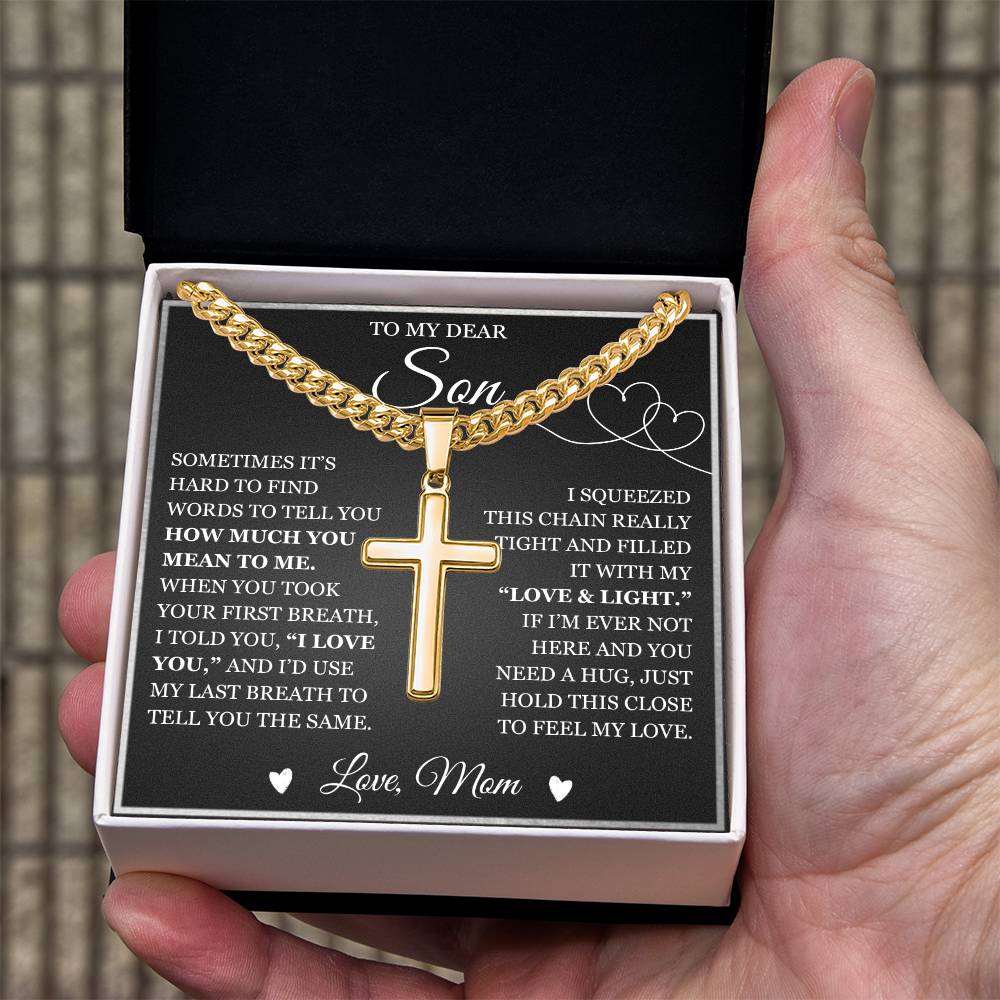 To My Son - Artisan Cross with Cuban Link Chain