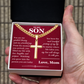 Artisan Cross with Cuban Link Chain - To My Son "You Are My Greatest Blessing"