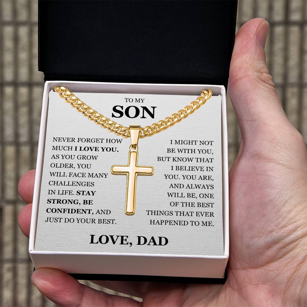 To My Son - Artisan Cross with Cuban Link Chain
