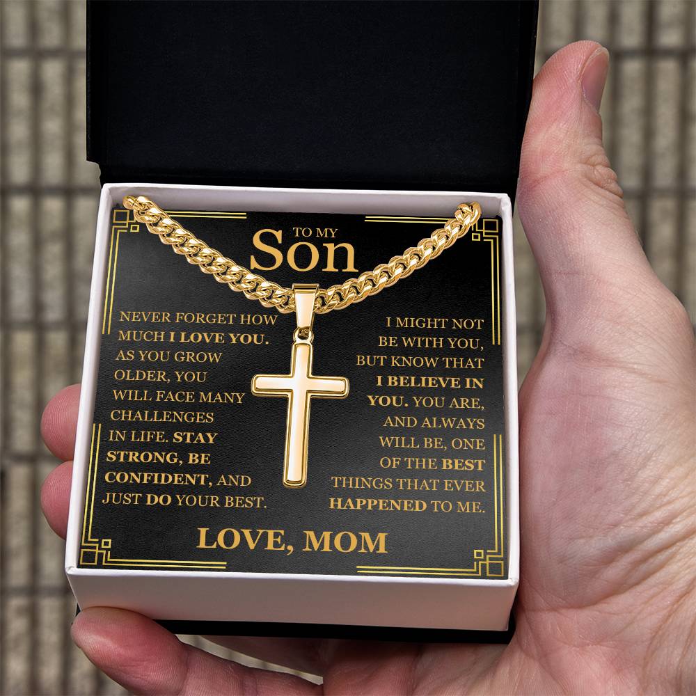 To My Son - Artisan Cross with Cuban Link Chain