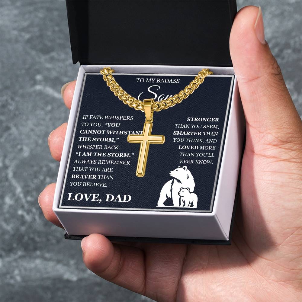 To My Son - Artisan Cross with Cuban Link Chain