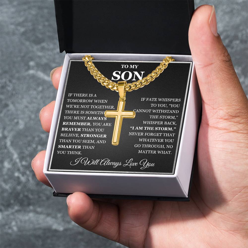 To My Son - Artisan Cross with Cuban Link Chain