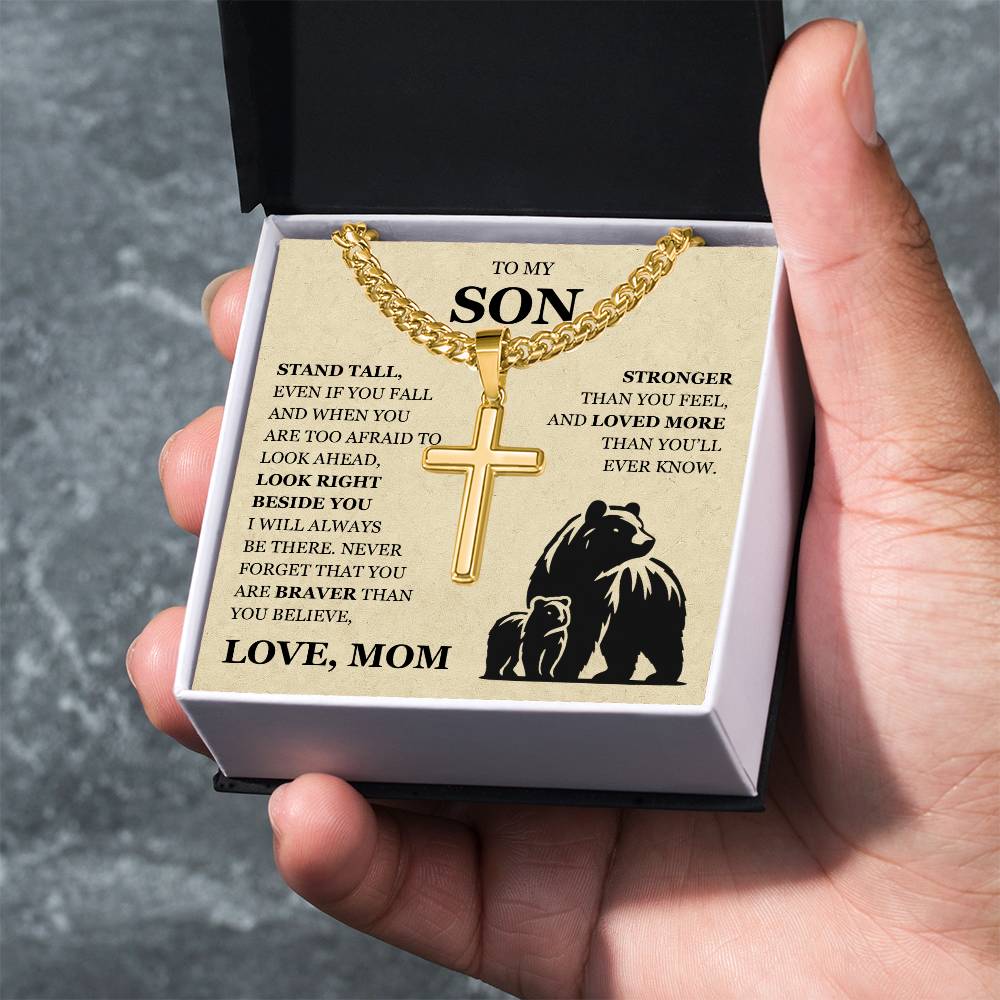 To My Son - Artisan Cross with Cuban Link Chain