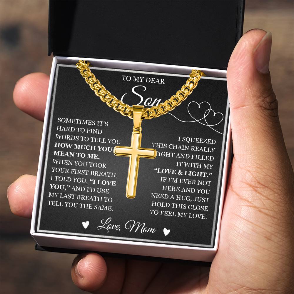 To My Son - Artisan Cross with Cuban Link Chain