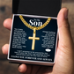 Cuban  Chain with Cross Necklace - To My Son "Always Be Brave"