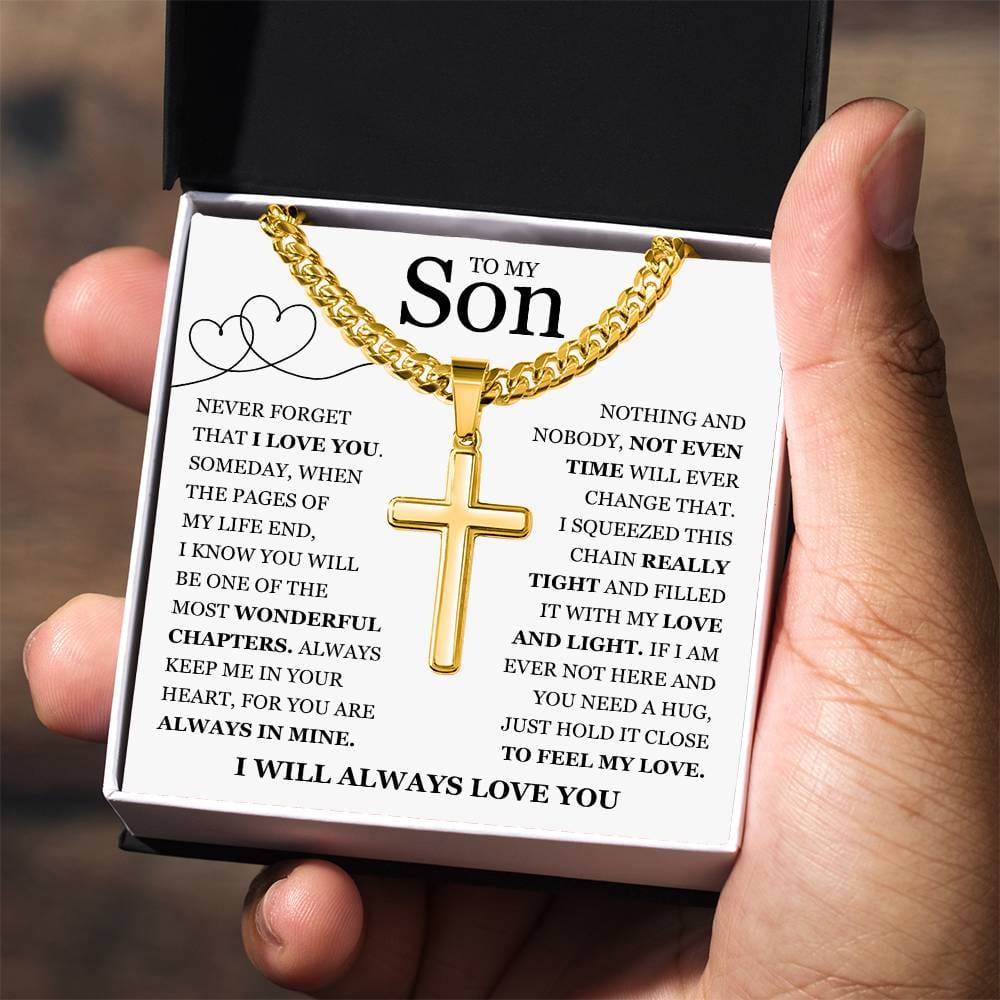 To My Son - Artisan Cross with Cuban Link Chain