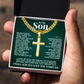 Cuban Chain with Cross Necklace - To My Son "You Are Braver Than You Think"