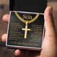 To My Son - Artisan Cross with Cuban Link Chain