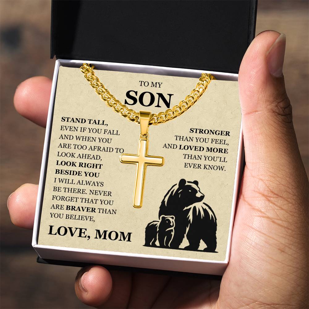 To My Son - Artisan Cross with Cuban Link Chain