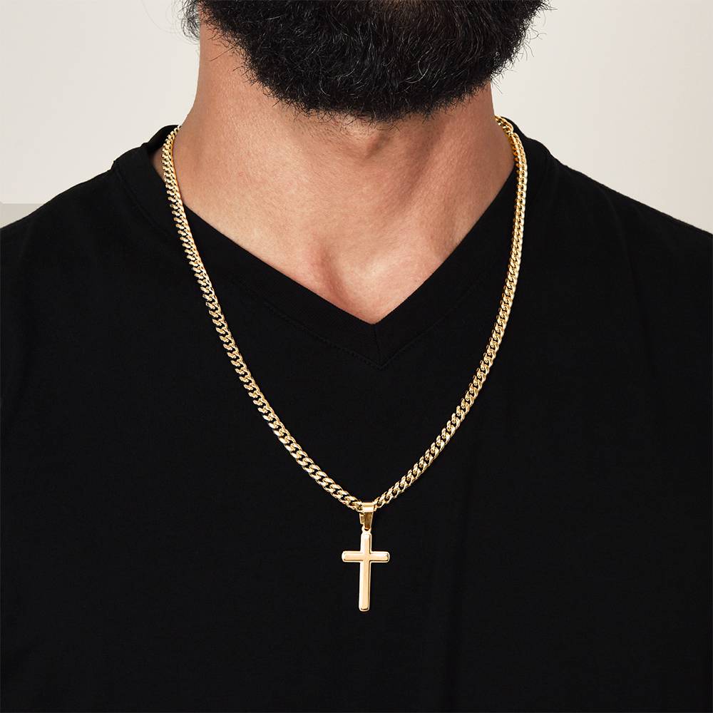 To My Son - Artisan Cross with Cuban Link Chain