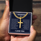 Cuban Chain with Cross Necklace - To My Grandson "I'll Always Be with You"